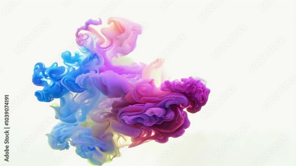 A vibrant explosion color featuring iridescent rainbow smoke fluid ink particles slow motion beautifully olated white background perfect creative artistic projects colourful burst powder dripped gas