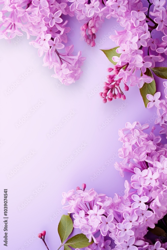Lilac Blossoms on Purple Background Lilac Blossoms on Purple Background