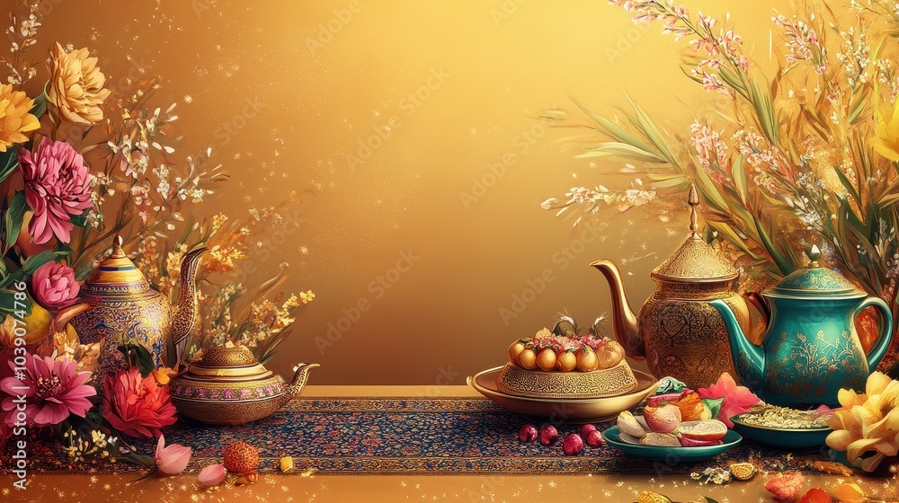 Fototapeta premium Vibrant Floral Feast: A Culinary and Decorative Delight