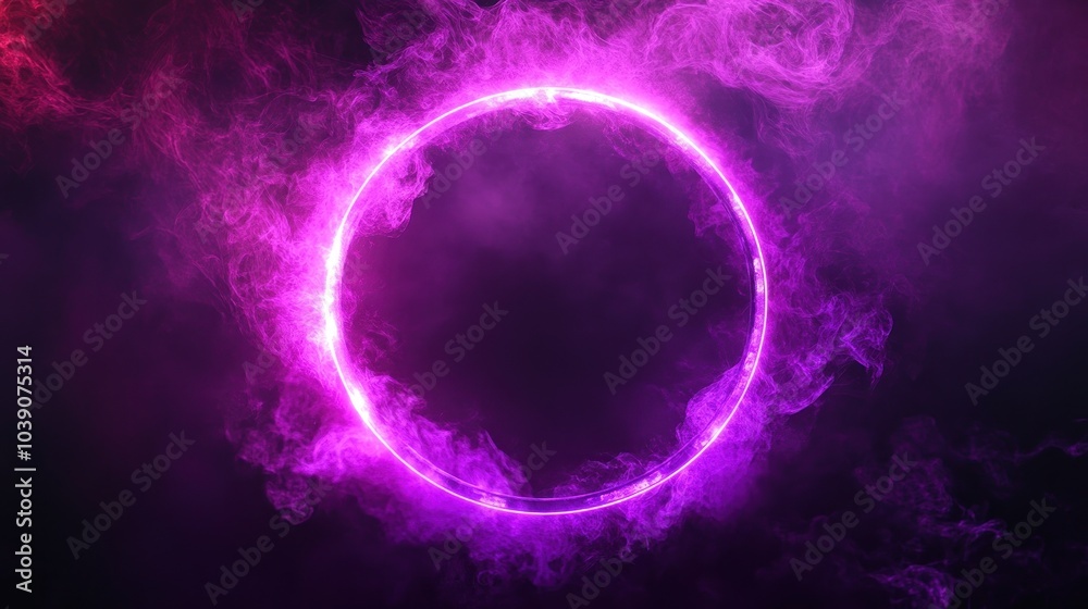 Obraz premium Neon Circle in Smoke