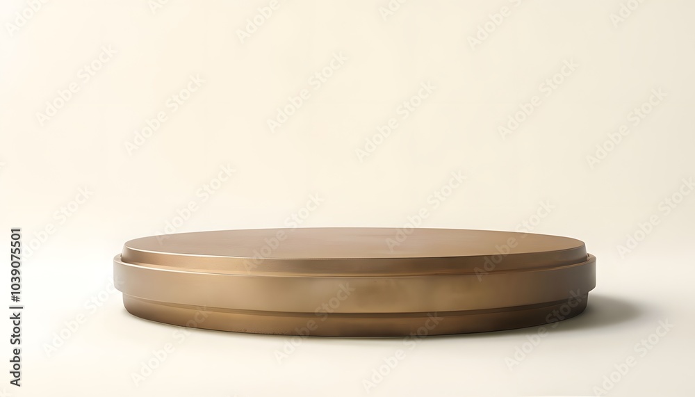 Round Metallic Podium on Cream Background Round Metallic Podium on Cream Background