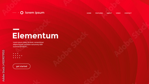 Modern red website landing page design with an abstract background and minimalist layout, ideal for promotional or business use