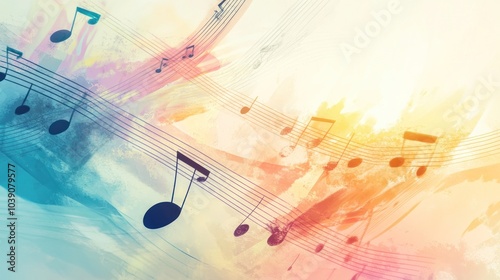 Watercolor Music Notes Abstract