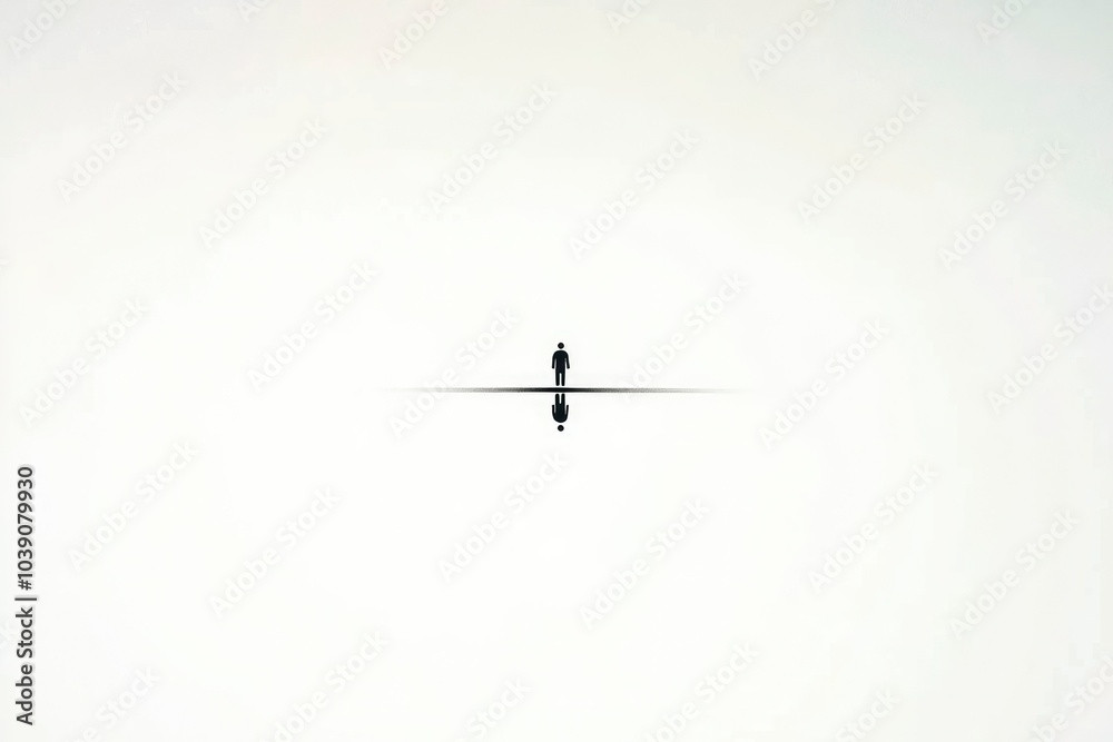 Silhouette of a Person Reflected Over a Line Silhouette of a Person Reflected Over a Line