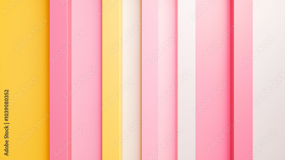 Sweet and Cool Stripes: White, Pink, and Yellow Design on a Pure White Background