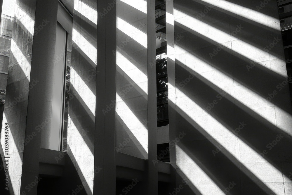 Sunbeams Illuminating Concrete Columns and Walls in an Architectural Structure Sunbeams Illuminating Concrete Columns and Walls in an Architectural Structure