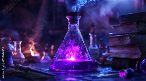 Alchemist's Flask with Glowing Mixture