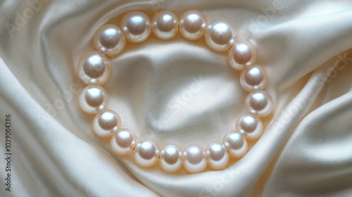 Elegant Pearl Necklace on Soft Satin Fabric