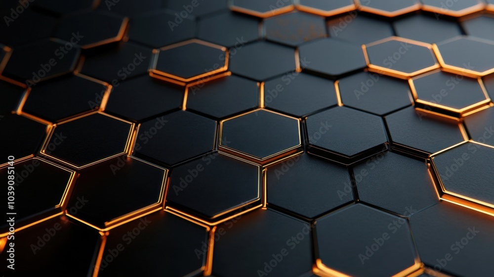 Black metal background golden lines luxury hexagonal illustration
