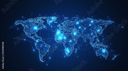 A Digital Representation of the World with Glowing Lines and Points photo