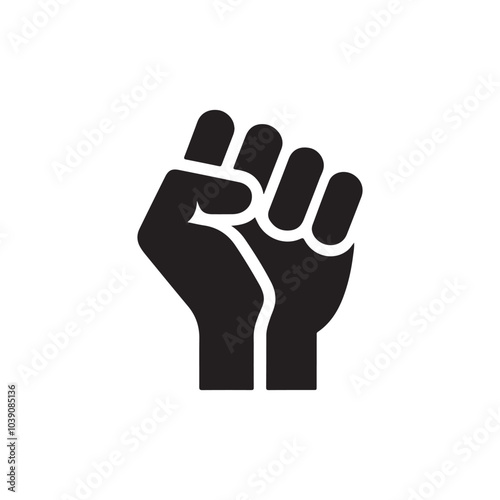 Raised Fist Icon in Flat Style - Symbolizing Victory, Power, and Solidarity in Digital and Web Designs