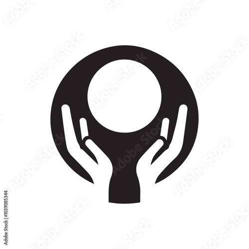 open hand vector illustration, helping hand icon, care hand silhouette icon