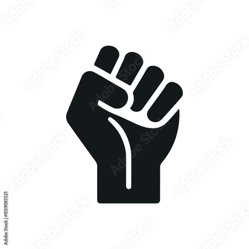 Raised Clenched Fist Icon - Symbol of Power, Victory, Strength, and Solidarity for Apps and Websites