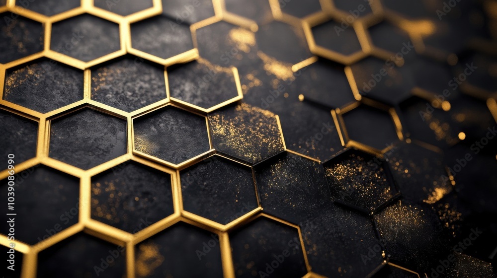 Black metal background golden lines luxury hexagonal illustration Black metal background golden lines luxury hexagonal illustration
