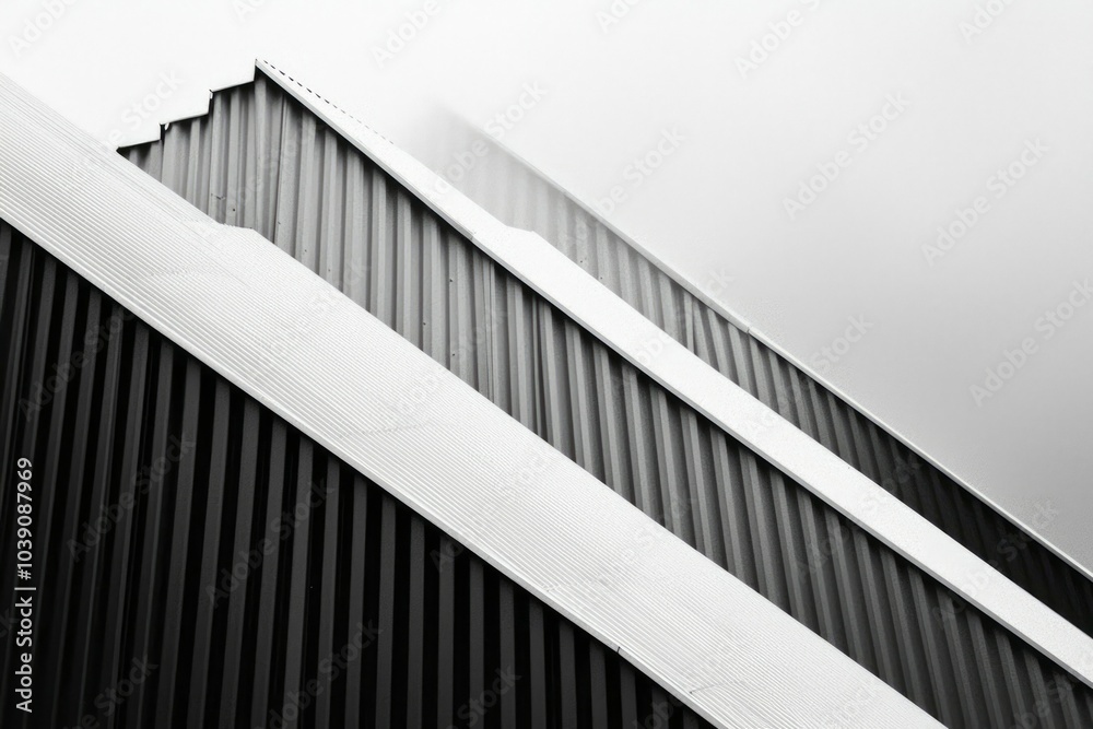 Obraz premium A Black and White Abstract of a Metal Roof