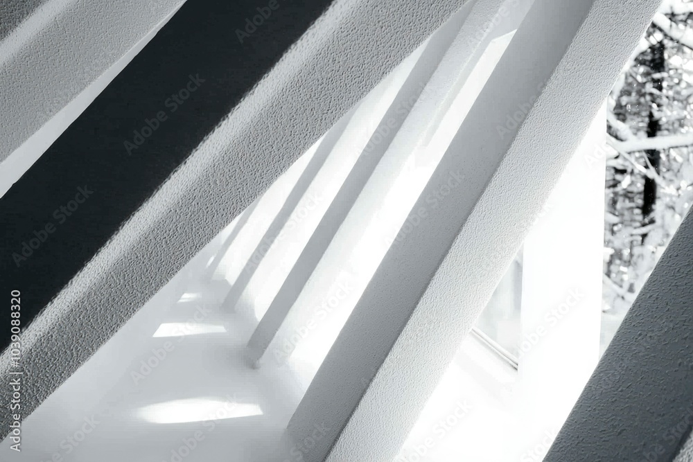 Naklejka premium Abstract View of White Angular Structures with Shadows