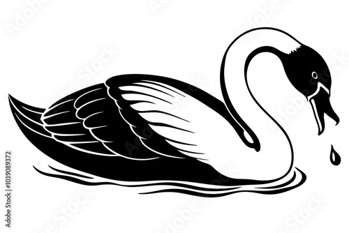  A swan is eating vector illustration 