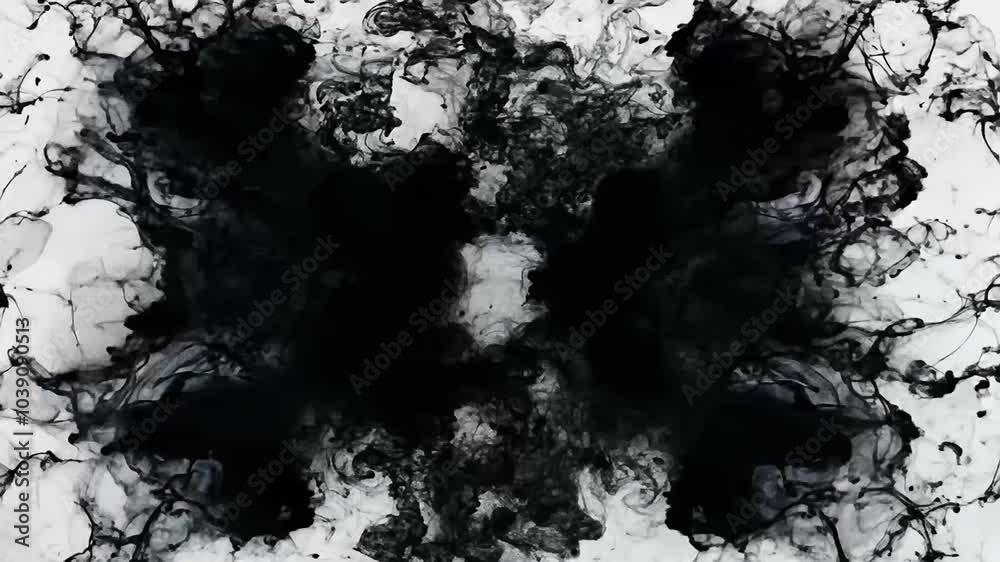 A captivating grunge effect featuring black ink streams crossing each other creating punk dirty title template that evokes strong emotions filmquality 4K abstract background splatter stain leak