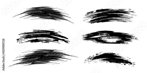 black brush stroke set isolated on background. paint brush stroke vector for ink paint, grunge design element, dirt banner,