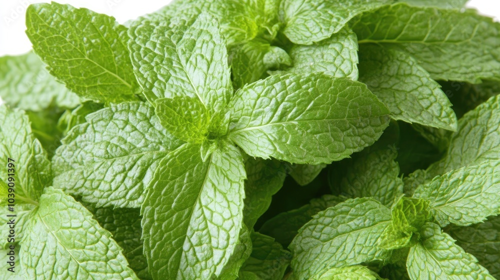 Fresh Green Mint Leaves in Detail Fresh Green Mint Leaves in Detail