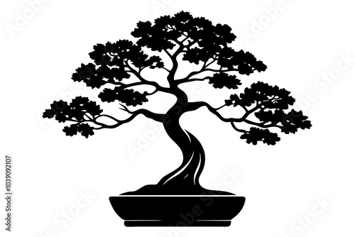  a beautiful serene bonsai tree vector art illustration 