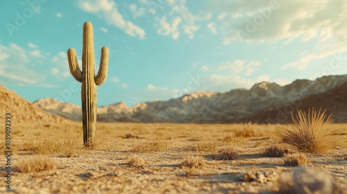 A Lone Cactus in the Desert