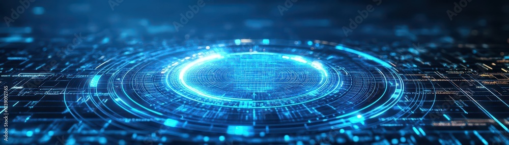 Futuristic abstract halftone circle, glowing blue gradient, digital scifi grid Futuristic abstract halftone circle, glowing blue gradient, digital scifi grid