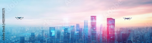 Wallpaper Mural A futuristic cityscape powered by digital technology Torontodigital.ca