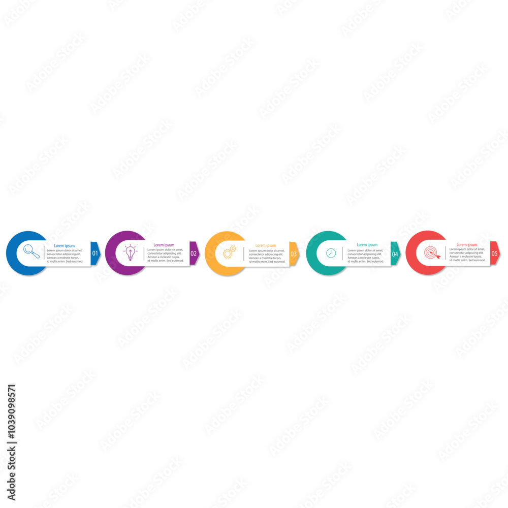 Business info template. 5 Steps timeline journey. Process diagram, 5 options on white background. Business info template. 5 Steps timeline journey. Process diagram, 5 options on white background.