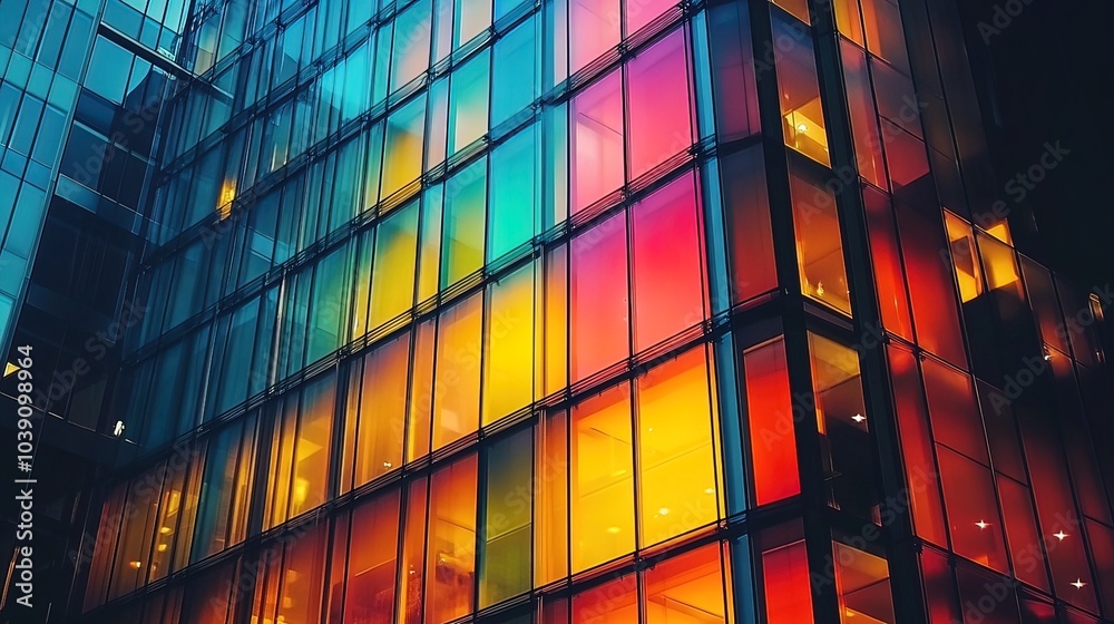 Colorful Glass Facade of a Modern Building Colorful Glass Facade of a Modern Building