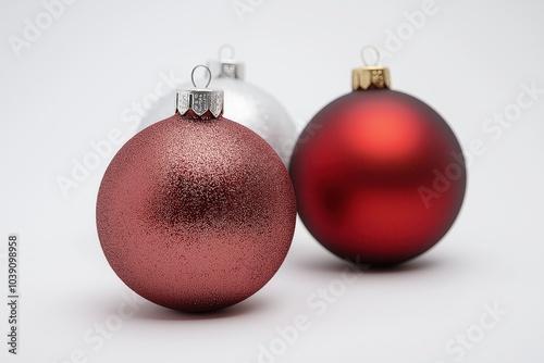 Bolas de árvore de natal em fundo branco