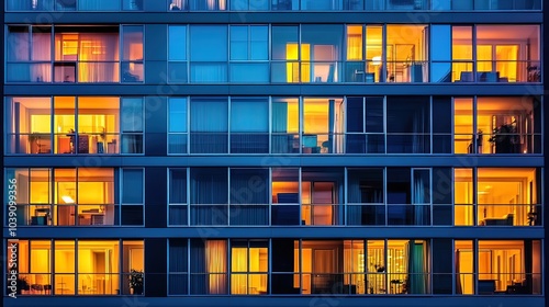 Modern Apartment Building at Night