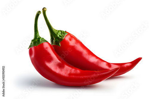 Hot chili red yellow spice bell pepper isolated white background mockup spicy advertisement photo 3d single one photo