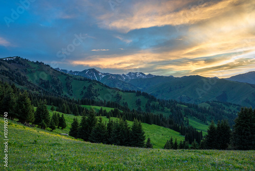 sunset in the mountains