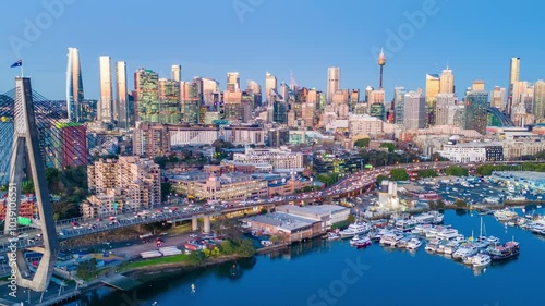Aerial hyperlapse, dronelapse video of Sydney at night