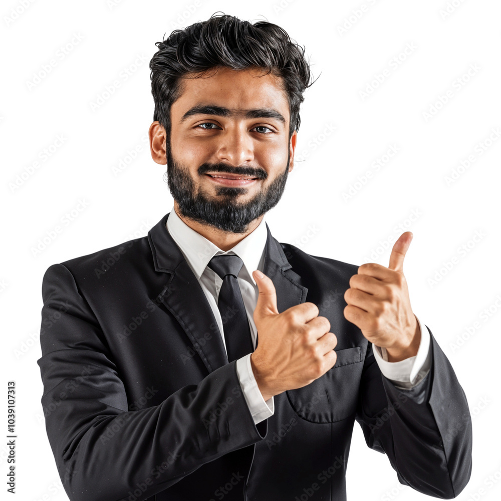 Portrait of a smiling businessman showing thumbs up, isolated on white background Portrait of a smiling businessman showing thumbs up, isolated on white background