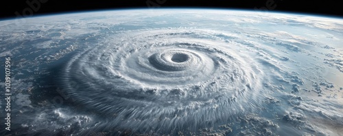 Wallpaper Mural Aerial view of a powerful hurricane swirling over the ocean, dramatic cloud patterns. Torontodigital.ca