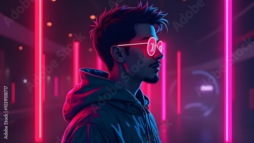 Neon avatar vector-style image of post irony