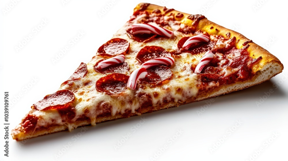 Delicious pepperoni pizza slice on a white isolated background. Delicious pepperoni pizza slice on a white isolated background.