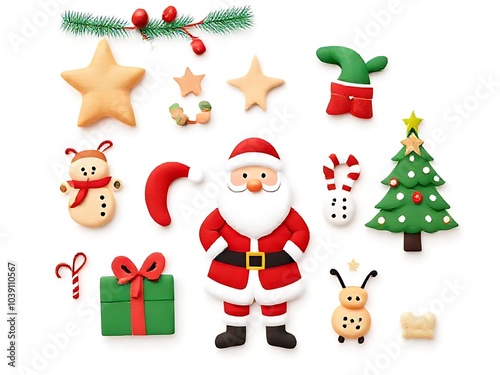 a collection of christmas decorations on a white background