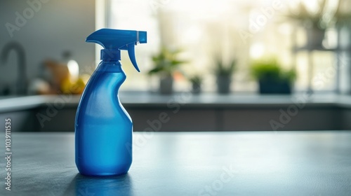 Blue Spray Bottle on Countertop photo