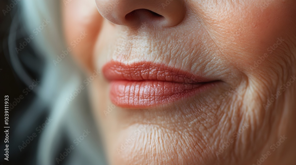 Obraz premium Close-up of a senior woman's eyes, before and after transformation, showing sagging eyelids and wrinkles turning into lifted, youthful, refreshed appearance