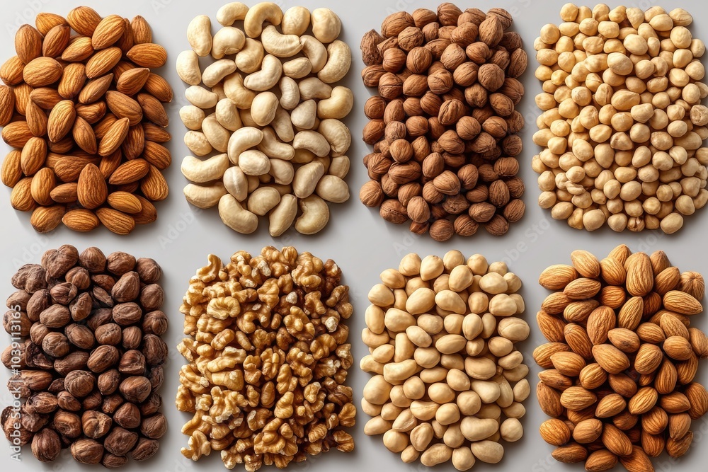 Assortment of nuts, perfect for healthy food and snacking. These nuts offer healthy fats, protein, and fiber, making them a great addition to a balanced diet. Assortment of nuts, perfect for healthy food and snacking. These nuts offer healthy fats, protein, and fiber, making them a great addition to a balanced diet.