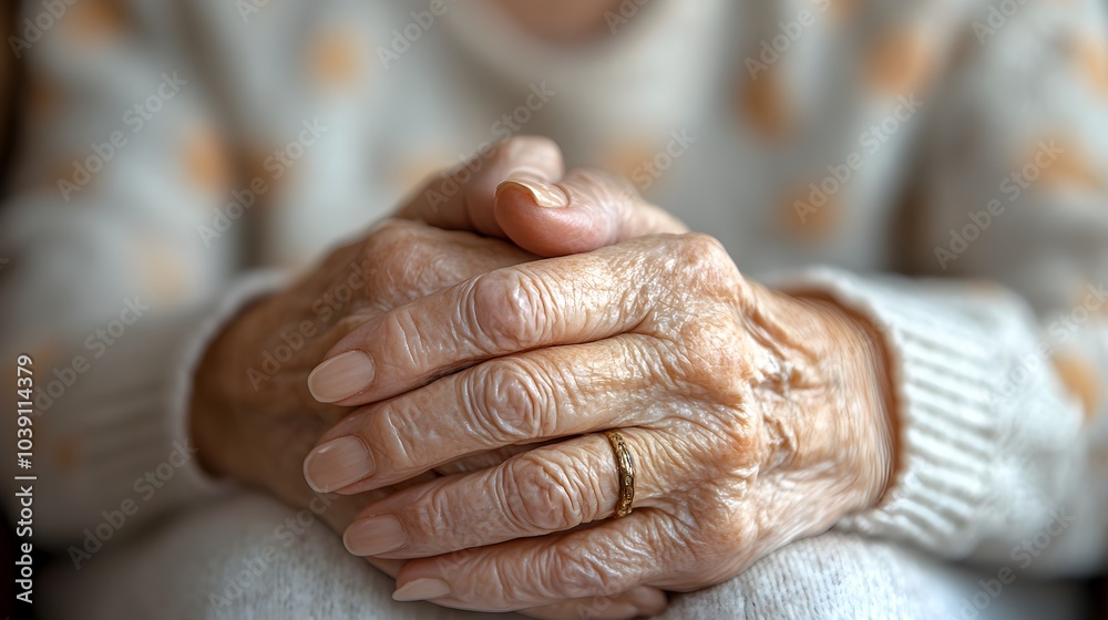 Fototapeta premium Close-up of a senior woman's hands, showcasing aged, wrinkled skin, followed by a rejuvenated, youthful transformation with soft, smooth skin