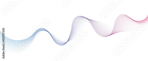 Flowing Dot Wave halftone gradient pattern on transparent background	
