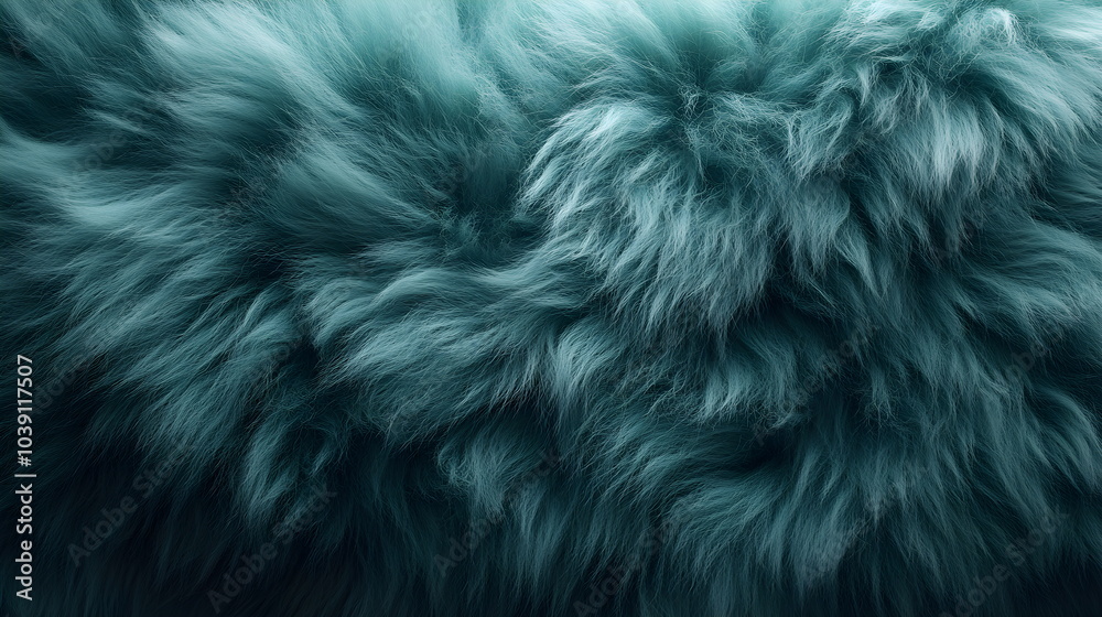 Close-up of soft, fluffy dark emerald blue fur. Cozy and vibrant textured image, perfect for backgrounds, fashion design and soft textile concepts. Creates a homey atmosphere. Close-up of soft, fluffy dark emerald blue fur. Cozy and vibrant textured image, perfect for backgrounds, fashion design and soft textile concepts. Creates a homey atmosphere.