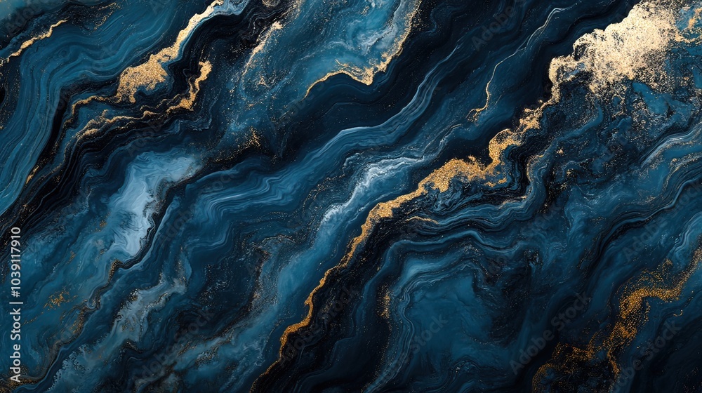Abstract Blue and Gold Marble Texture Abstract Blue and Gold Marble Texture