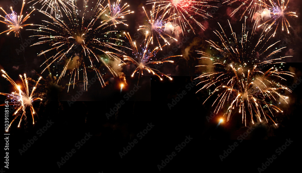Golden Firework celebrate anniversary independence day night time celebrate national holiday. Countdown to new year 2025 party time event. Happy new year 2025, 4th of july holiday festival concept Golden Firework celebrate anniversary independence day night time celebrate national holiday. Countdown to new year 2025 party time event. Happy new year 2025, 4th of july holiday festival concept