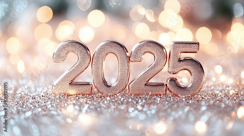Elegant 2025 with holiday lights, New year celebration