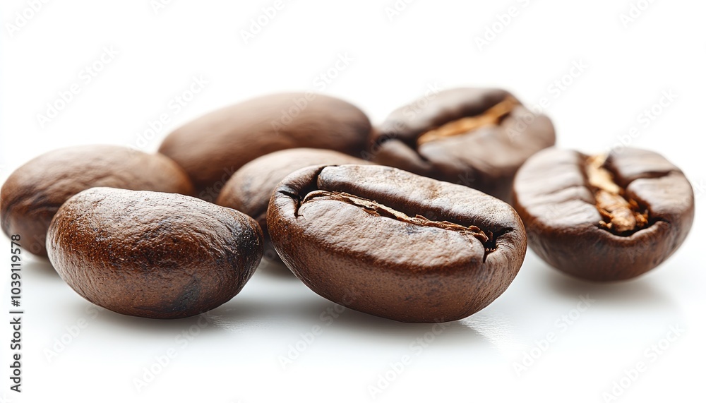 Close up of coffee beans. Perfect for advertising or showcasing your coffee brand.